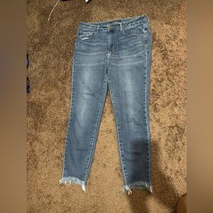 Judy Blue denim jeggings with frayed hem